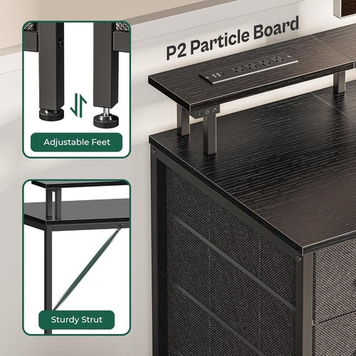 47 Inch Gaming Desk With LED Lights For Home Office