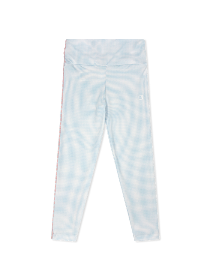 Step into playful charm with Set Athletic’s Abigail Highwaist Leggings, featuring a sweet cotton candy blue gingham pattern and delicate pink ric rac trim. Designed for tween girls, these leggings blend comfort and style, inspiring confidence and joy in every move!