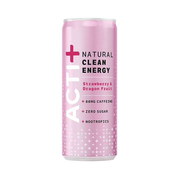 Actiph Acti+ Clean Energy + Nootropics Drink Strawberry & Dragon Fruit 12 x 250ml - Short Dated