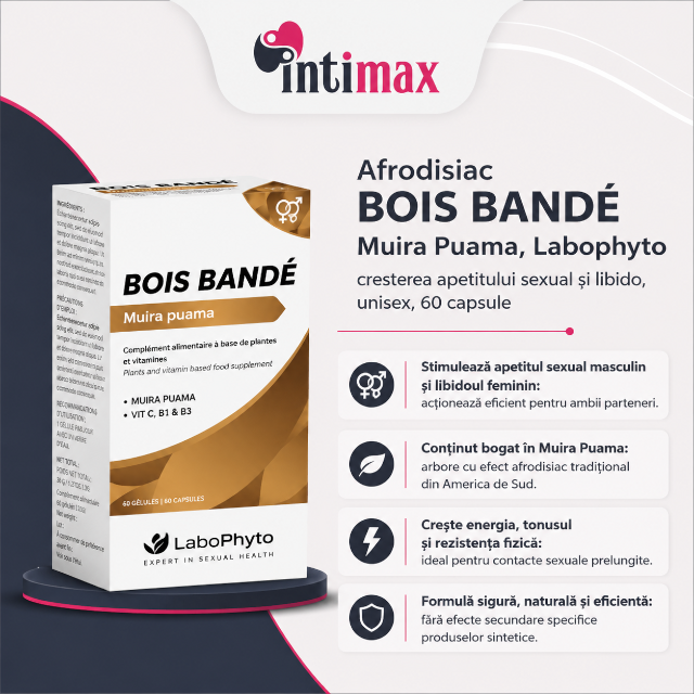 Afrodisiac BOIS BANDE - Muira Puama, Labophyto, cresterea apetitului sexual si libido, unisex, 60 capsule