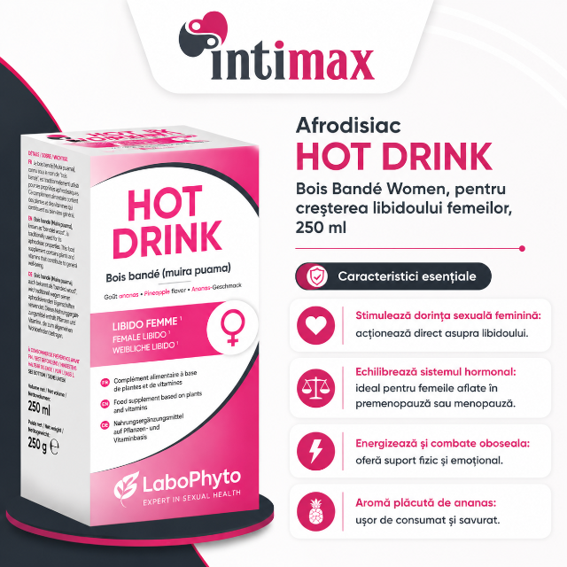 Afrodisiac HOT DRINK Bois Bande Women, Labophyto, pentru creșterea libidoului femeilor, 250 ml