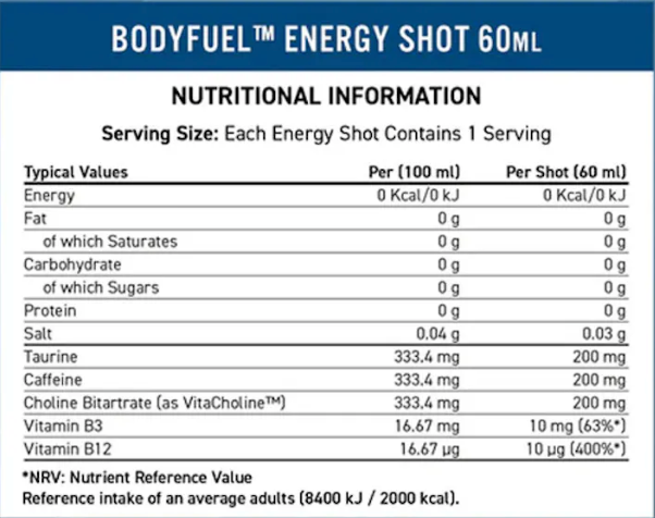 Applied Nutrition Body Fuel Energy Shots 12 x 60ml
