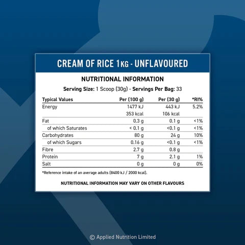 Applied Nutrition Cream Of Rice 1kg