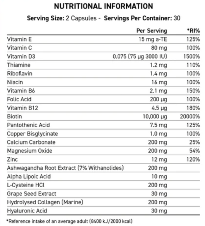 Applied Nutrition Hair, Skin & Nails 60 Caps