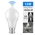 B22 LED Bulb Light Sensor 12W  Cool White