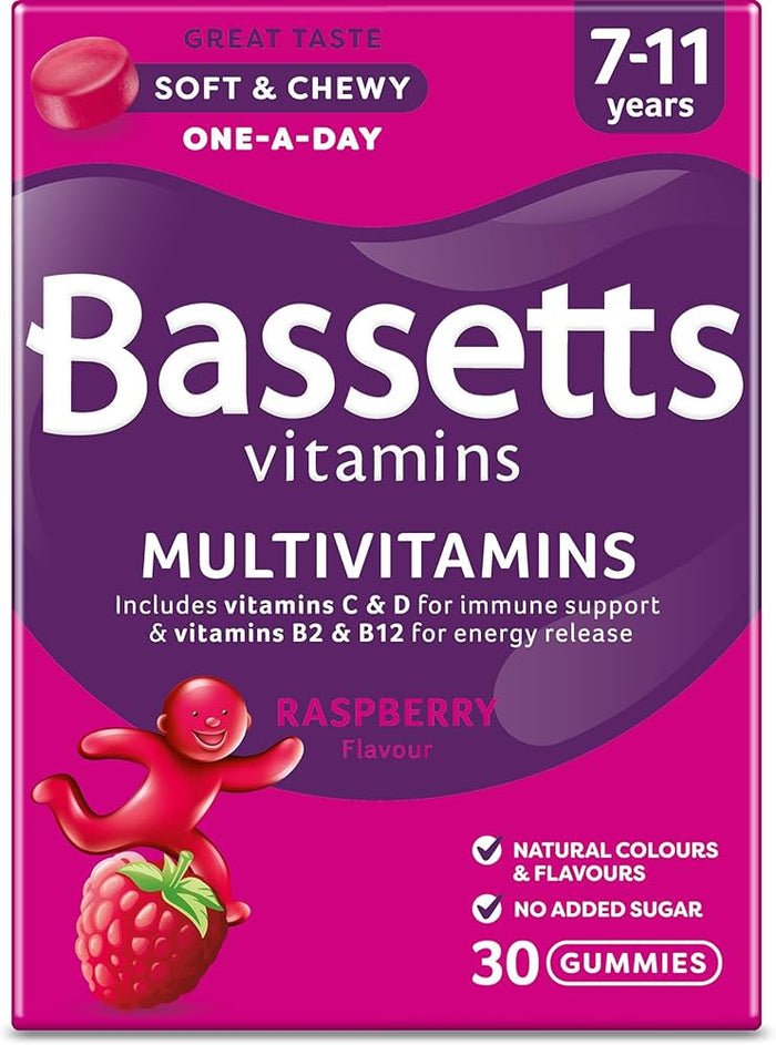 Bassetts Multivitamins 7-11 Years Raspberry 6 x 30 Gummies (case) - Out of Date