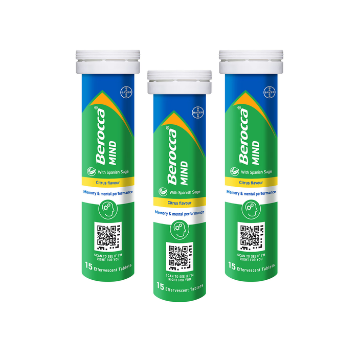 Berocca Mind Citrus Effervescent Tablets 8 x 15 Tabs (box)