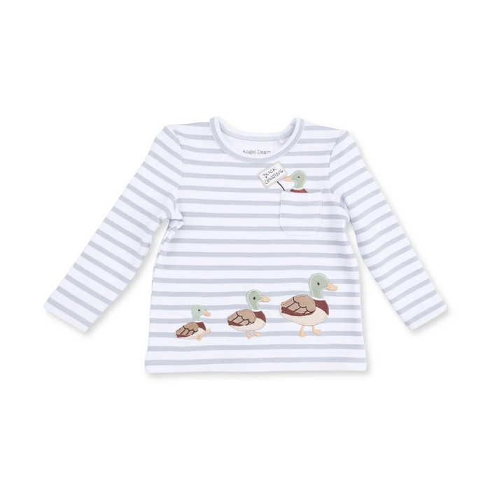Waddle into cuteness with our&nbsp;Long Sleeve Shirt, crafted from soft organic cotton jersey. Featuring a darling mama mallard leading her ducklings applique, this cozy shirt is perfect for little ones who love animals, nature walks, or just snuggling up with family.

Pair with the matching jogger pant!
