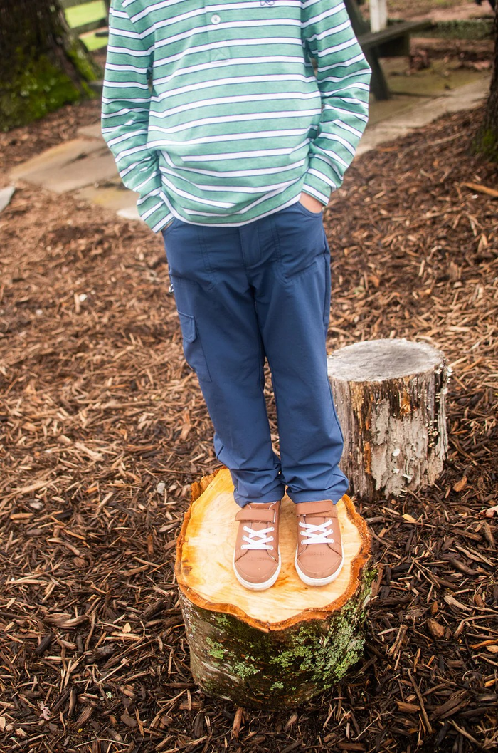 Outfit your little explorer in these Boys Original Angler Pant- Non Cargo—the ultimate pants for casting lines, climbing trees, and everything in between. Crafted from lightweight, sun-safe fabric with functional details like utility pockets and belt loops, these pants deliver all-day comfort and durability built for wild-hearted boys. Active boys can take these from outdoors to special event with the addition of a button up or polo!&nbsp;