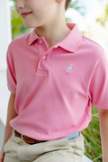 Boys Prim & Proper Short Sleeve Polo in Hamptons Hot Pink