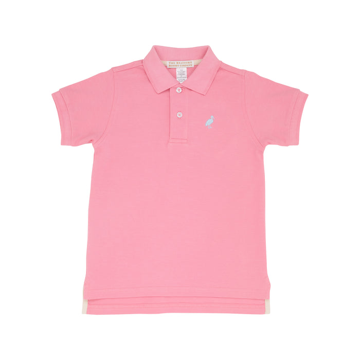 Boys Prim & Proper Short Sleeve Polo in Hamptons Hot Pink