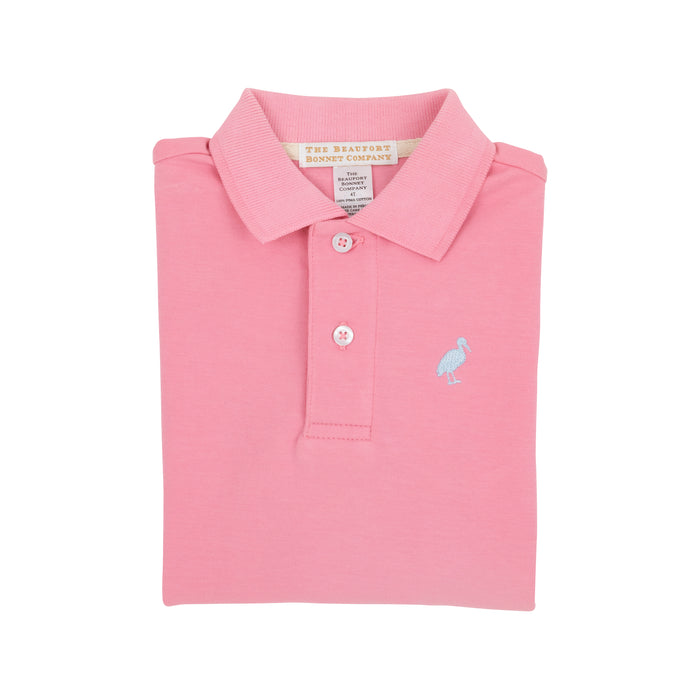 Boys Prim & Proper Short Sleeve Polo in Hamptons Hot Pink