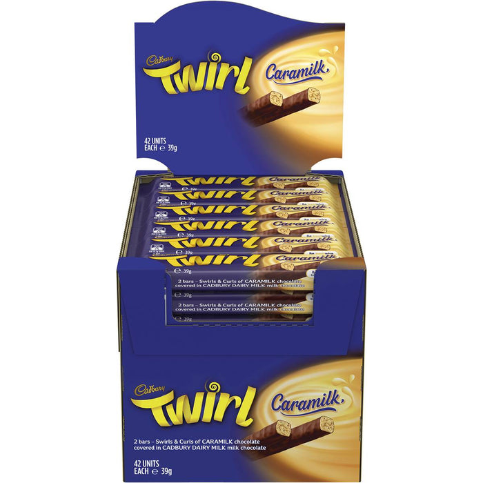 Cadbury Caramilk Twirl Chocolate Bar (Australian) 42 x 39g (case) - Out of Date