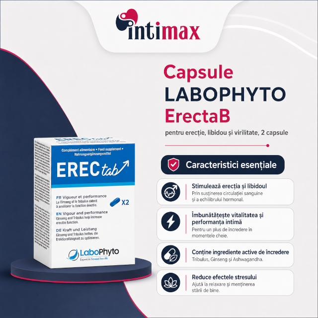 Capsule ErectaB, Labophyto, pentru erecție, libidou și virilitate, 2 capsule