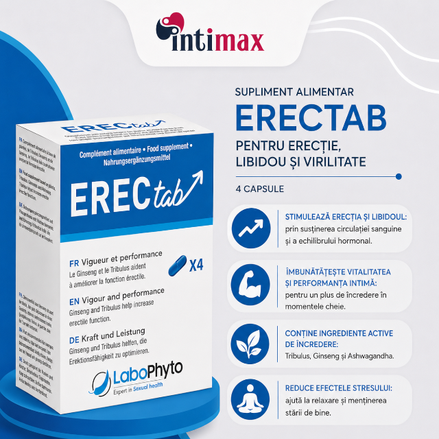 Capsule ErectaB, Labophyto, pentru erecție, libidou și virilitate, 4 capsule
