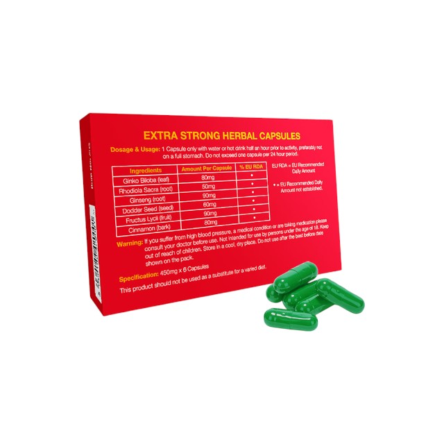 Capsule Extra Strong, susțin erecțiile puternice și creșterea libidoului , 6 buc