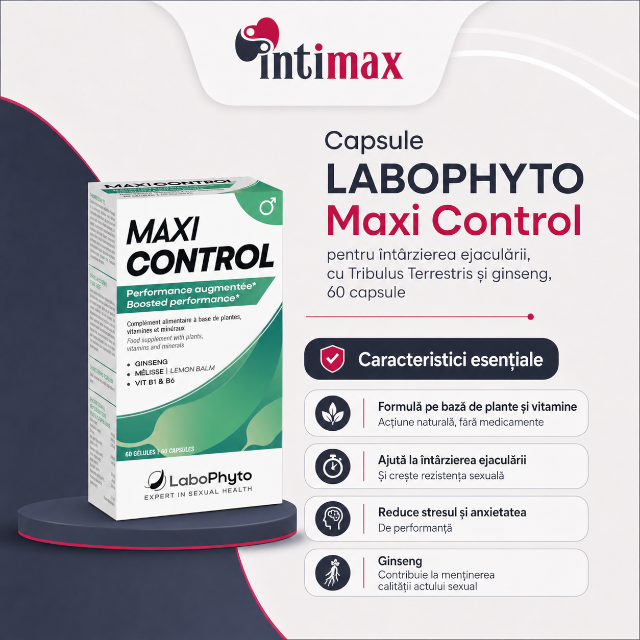 Capsule LABOPHYTO Maxi Control, pentru întârzierea ejaculării, cu Tribulus Terrestris și ginseng, 60 capsule