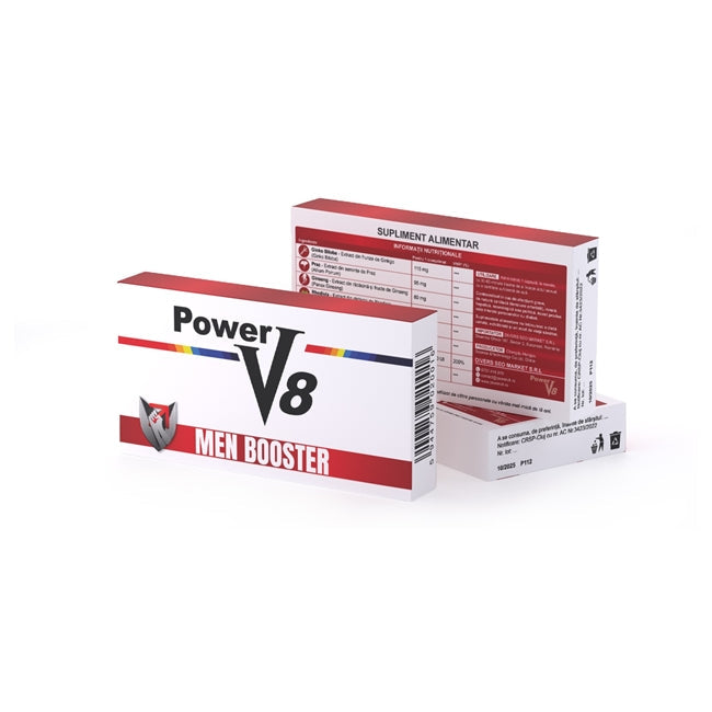 Capsule Power V8, pentru potenta, erectii puternice, intarziere ejaculare si stimularea libidoului barbatilor, 4 capsule