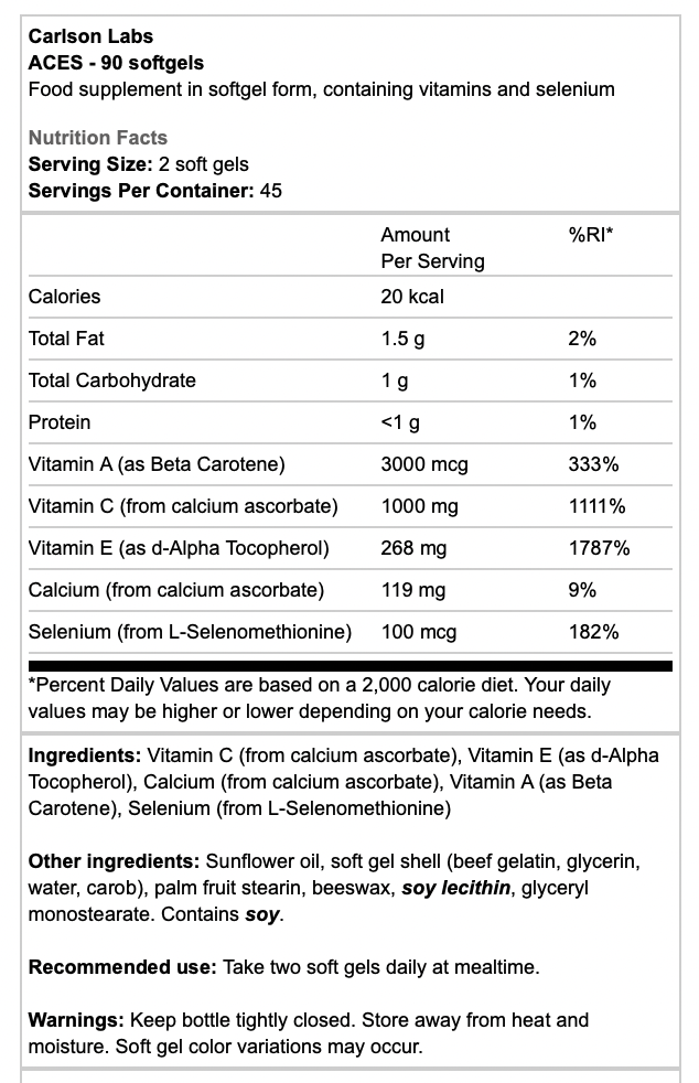 Carlson Labs ACES 90 Softgels