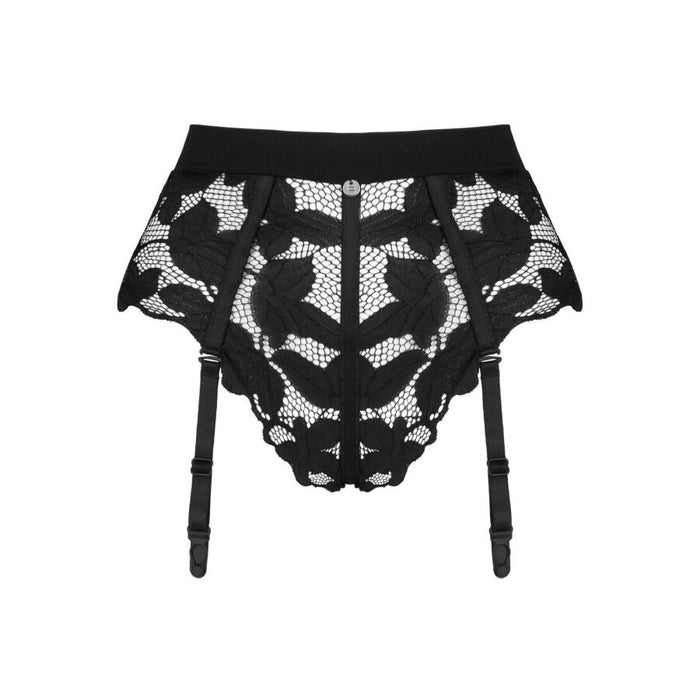 Chilot sexy OBSESSIVE Editya, model dantelat cu decupaj în spate, cu portjartier, culoare negru, mărime XS/S
