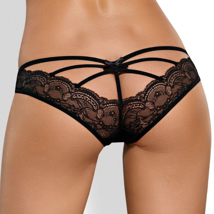 Chilot sexy OBSESSIVE Frivolla, model erotic cu dantelă și decupaje, mărime S/M, culoare negru