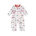 Celebrate the season with the Christmas Barnyard Pima Romper by Baby Loren. Crafted for comfort and charm, its festive barnyard design and red piping make it perfect for little ones in farming families who cherish holiday traditions. Wrap your baby in warmth and joy this Christmas!
