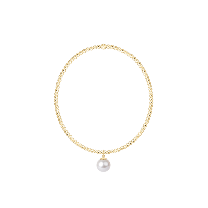 Classic Gold 2mm Bracelet - Classic Pearl 8mm Charm
