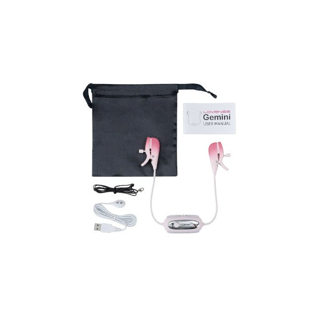 Cleme pentru sani LOVENSE - GEMINI, cu vibratii si control prin aplicatie, culoarea roz, 14 cm