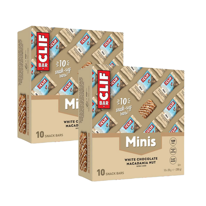 CLIF White Chocolate Macadamia Nut Minis Protein Bars 20 x 28g (2 boxes) - Out of Date