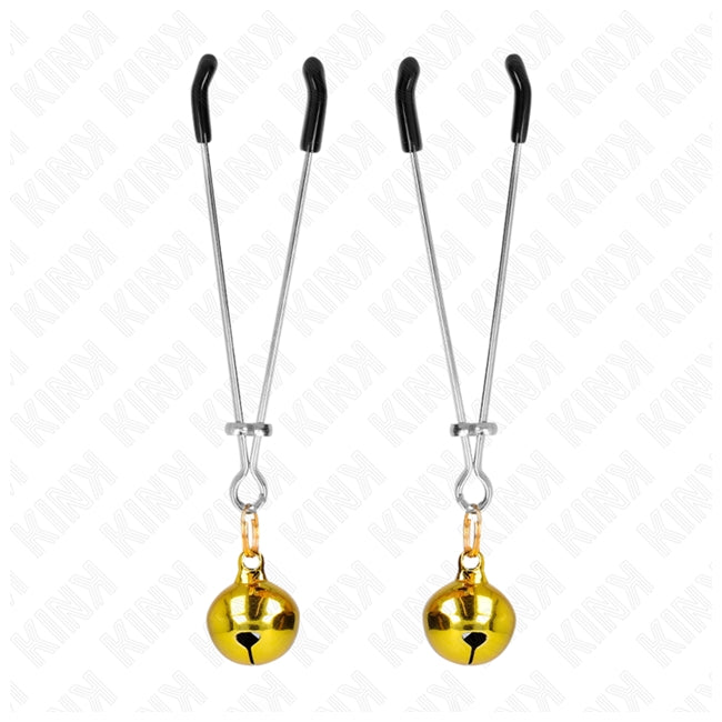 Clipsuri pentru sani KINK - Thin Bell Nipple Clamps, din metal, auriu, 7 cm