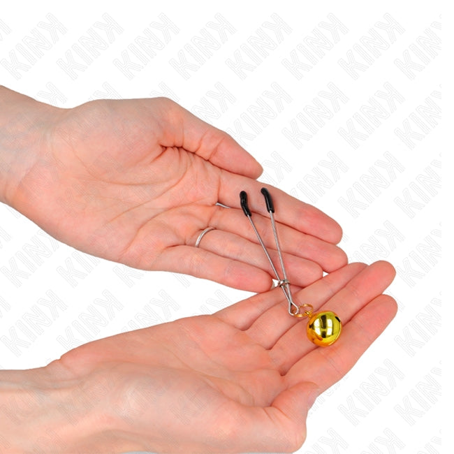 Clipsuri pentru sani KINK - Thin Bell Nipple Clamps, din metal, auriu, 7 cm