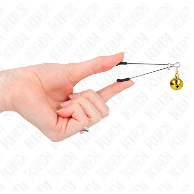 Clipsuri pentru sani KINK - Thin Bell Nipple Clamps, din metal, auriu, 7 cm