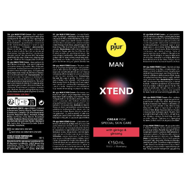 Cremă intimă PJUR MAN XTEND, pentru excitare și erecții de durată, cu gingko biloba și ginseng, 50 ml