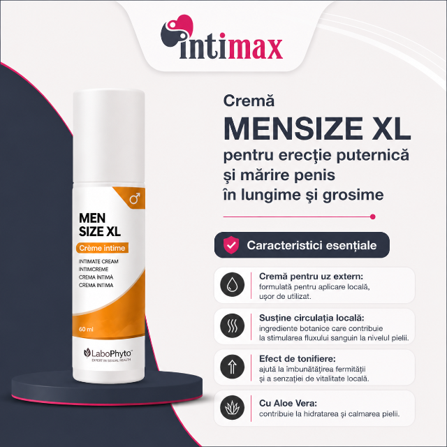 Crema MENSIZE XL, Labophyto, pentru erectie puternica si marire penis in lungime si grosime, 60 ml