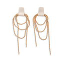 Darla Gold Chain Drop Earring with Cream Leather by Leslie Curtis Jewelry