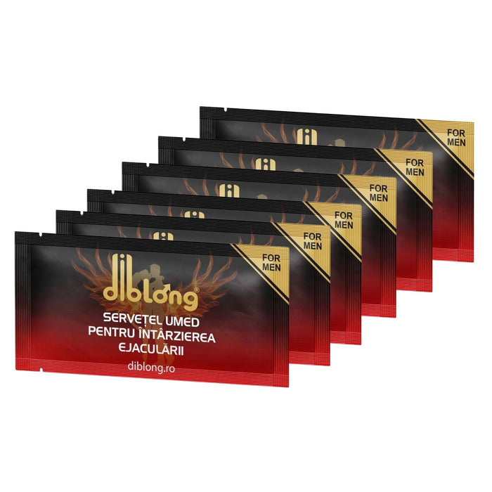 Diblong Delay Wipe - Șervețel pentru bărbați, cu ingrediente ce pot ajuta la întârzierea ejaculării, 6 buc
