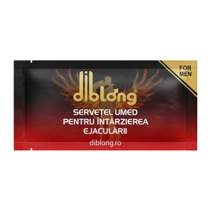 Diblong Delay Wipe - Șervețel pentru bărbați, cu ingrediente ce pot ajuta la întârzierea ejaculării, 12 buc