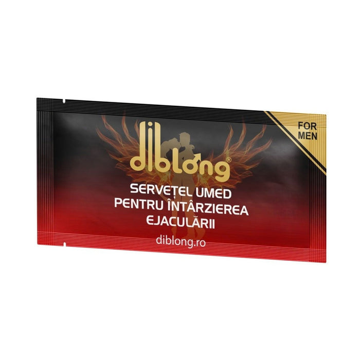 Diblong Delay Wipe - Șervețel pentru bărbați, cu ingrediente ce pot ajuta la întârzierea ejaculării, 12 buc