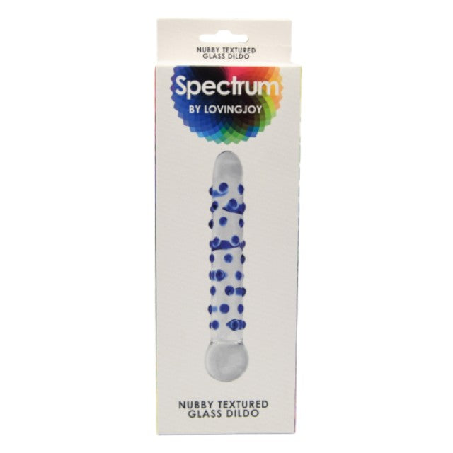 Dildo din sticla Sectrum - Nubby, cu striatii pentru stimulare intensa, 18 cm