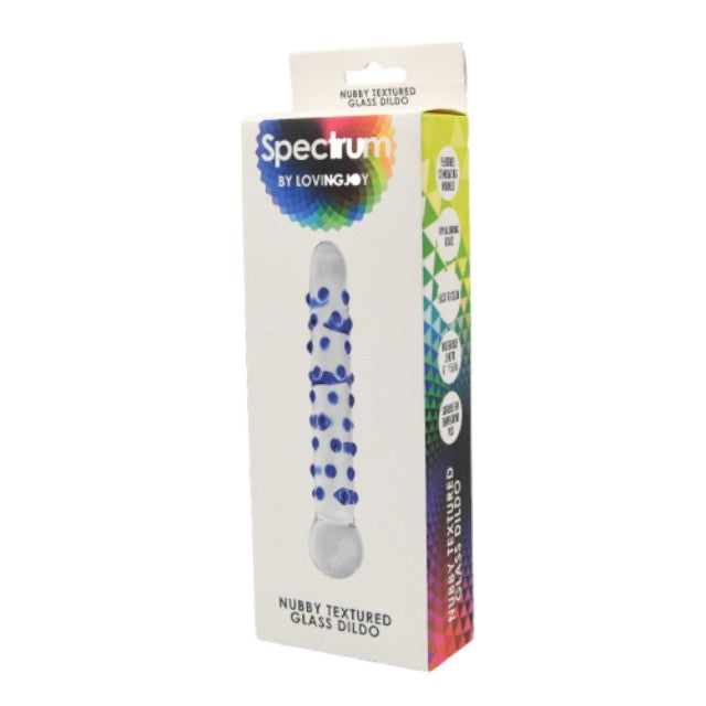 Dildo din sticla Sectrum - Nubby, cu striatii pentru stimulare intensa, 18 cm