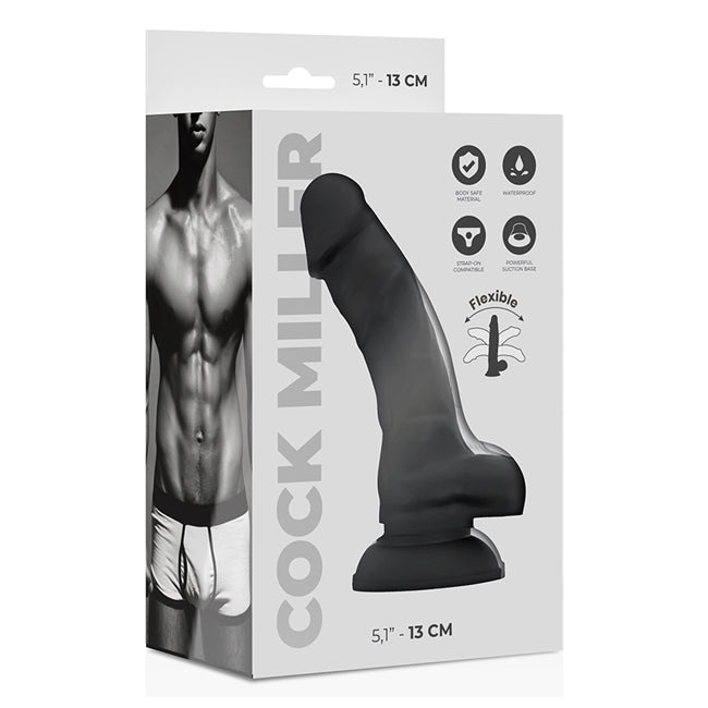 Dildo flexibil COCK MILLER, din silicon, negru, 13 cm