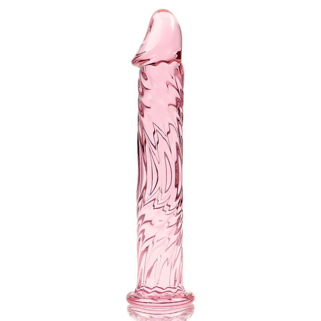Dildo realist IBIZA Nebula Model 12, din sticlă borosilicată, lungime inserabilă 16 cm, diametru 3.5 cm, roz transparent