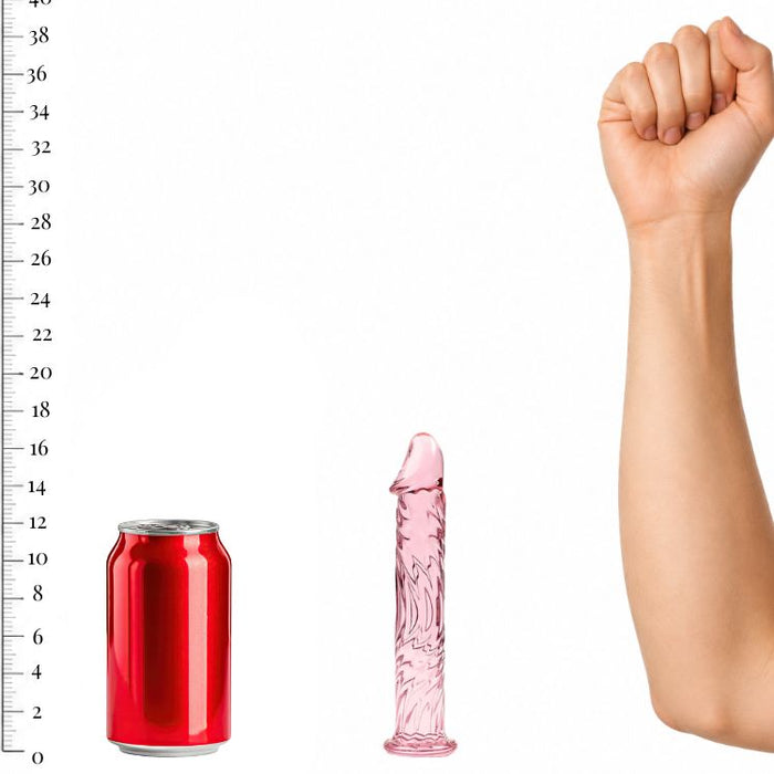Dildo realist IBIZA Nebula Model 12, din sticlă borosilicată, lungime inserabilă 16 cm, diametru 3.5 cm, roz transparent