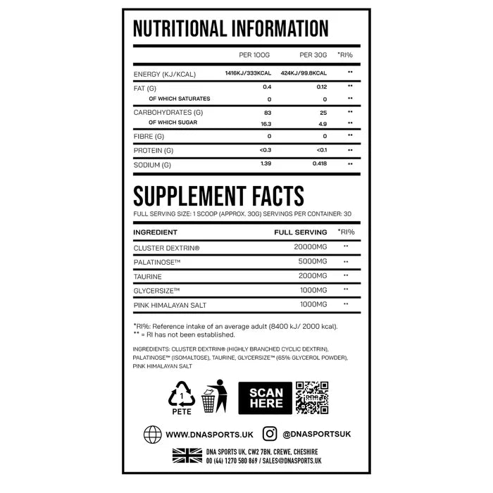 DNA Sports Unflavoured Carb-On 900g