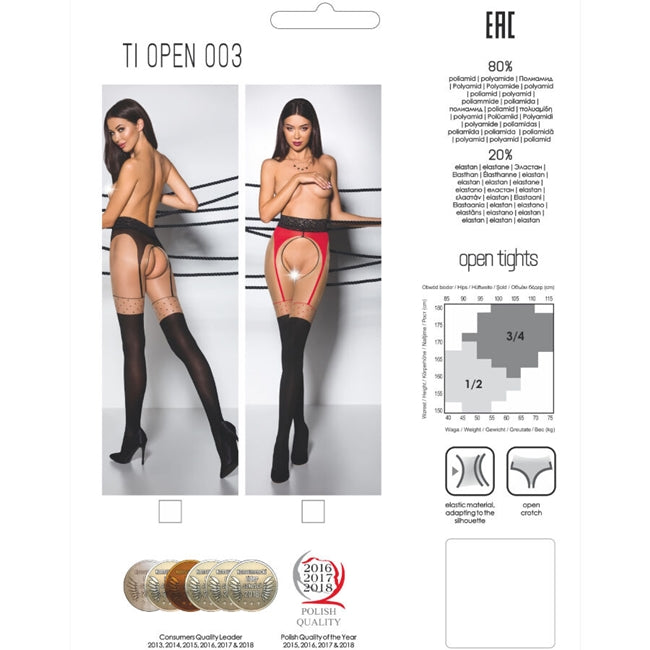 Dresuri fara Crotch, Passion G-String TIOPEN003 , negru si rosu, S/M