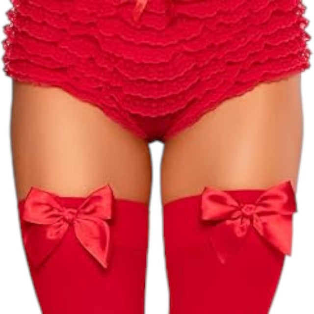 Dresuri sexy Leg Avenue, cu fundiță din satin, mărime universală, culoare roșu, model 6255