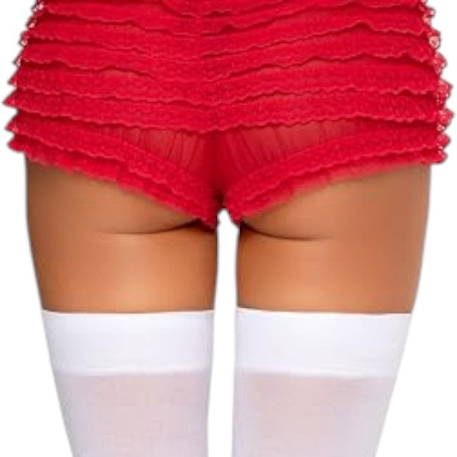 Dresuri sexy Leg Avenue, cu fundiță roșie din satin, mărime universală, culoare alb cu roșu, model 6255