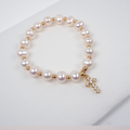 Fancy Jeweled Cross Water Pearl Bracelet