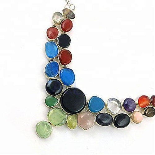 Fantastic Multi Stone German 925 Silver Necklace Latest Colorful