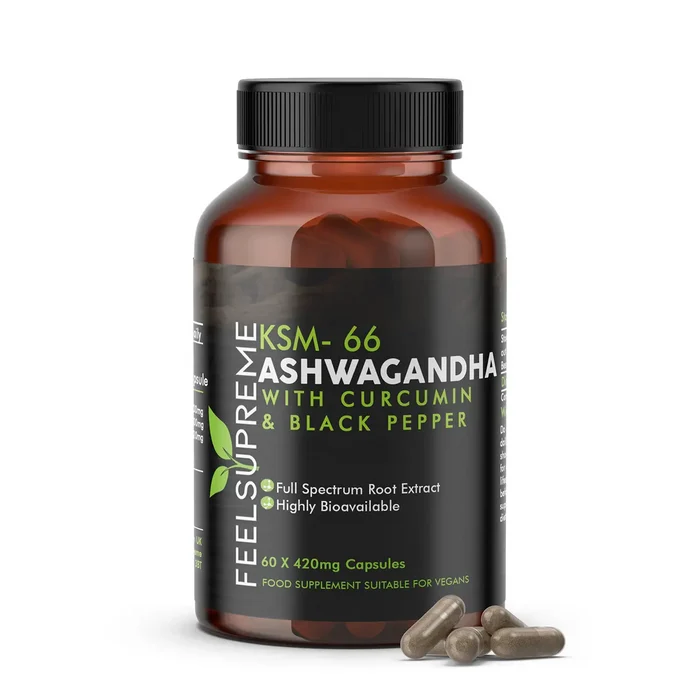 Feel Supreme KSM 66 Ashwagandha with Curcumin 60 Caps - Out of Date